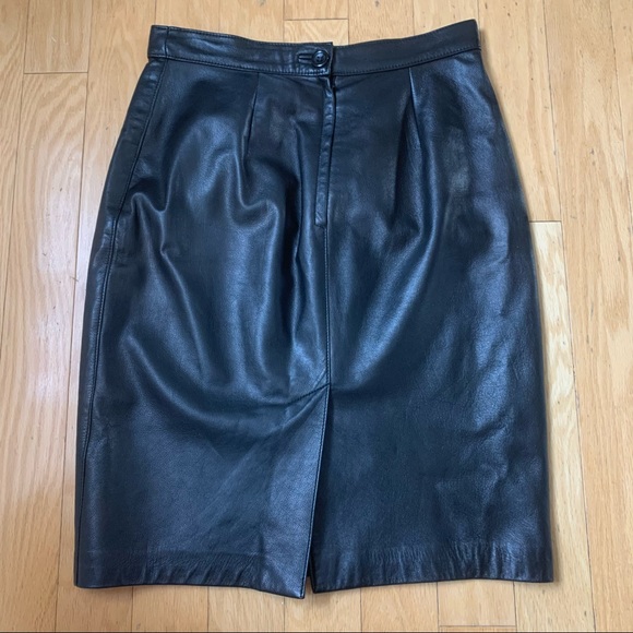 WOMEN 100% LEATHER MIDI SKIRT SIZE 7/8 - Picture 5 of 9